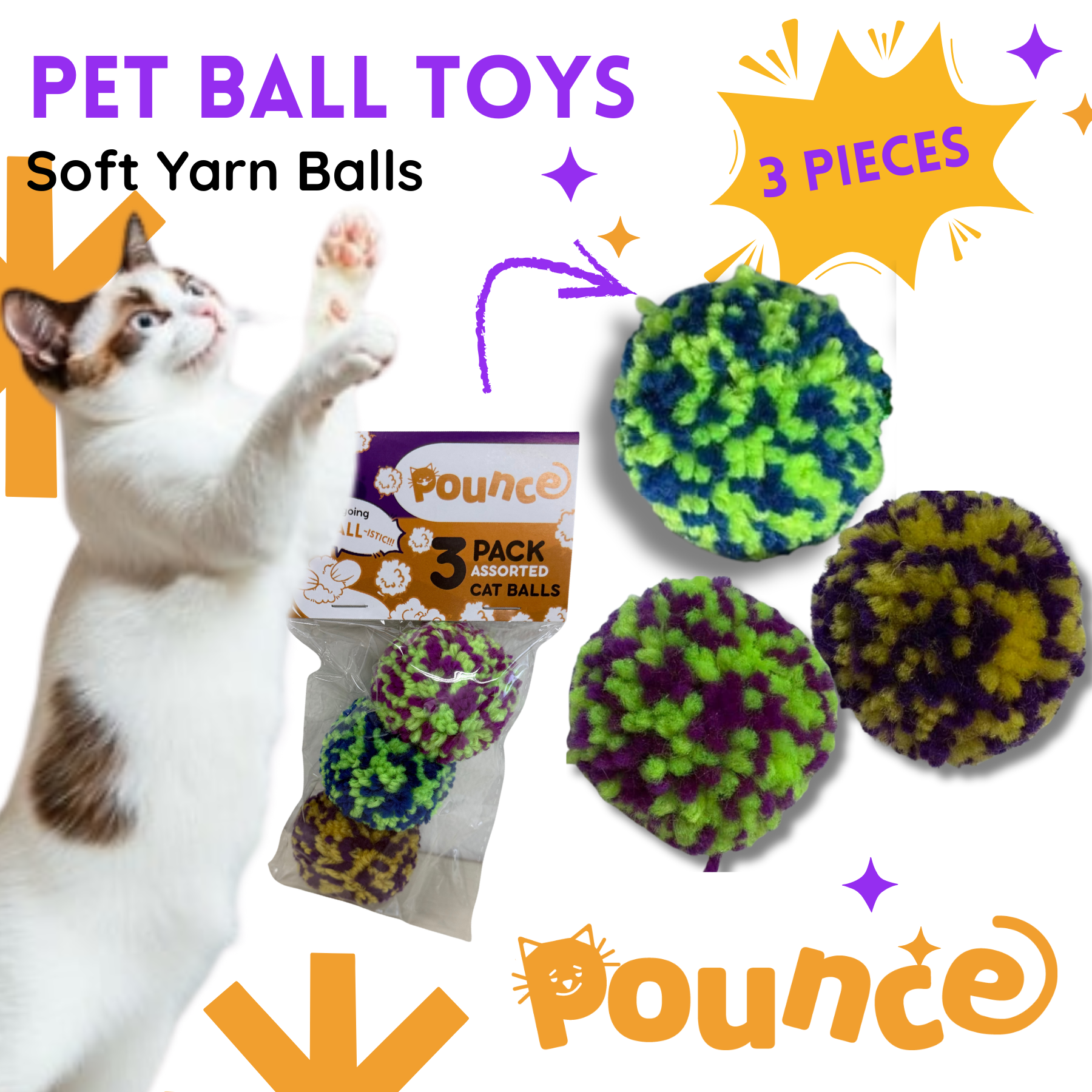 Pet Ball Toys Crinkling Foil Balls for Cats Dogs Kitten Puppy Blue Green Violet Ball Toy