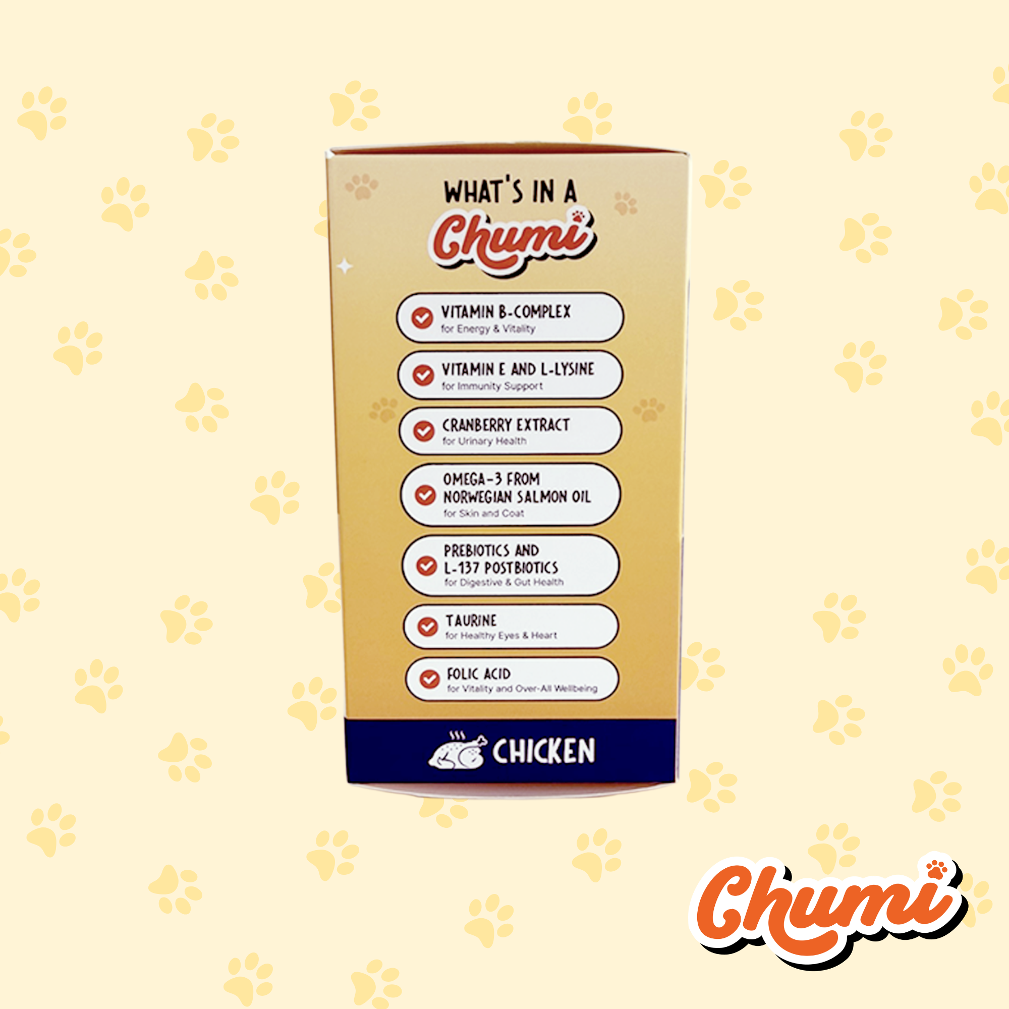 Chumi – 10-in-1 Lickable Cat Multivitamin – Chicken (30-Pack)