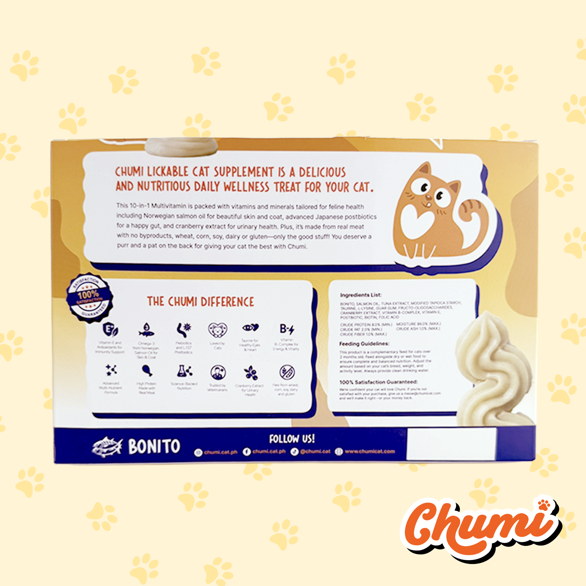 Chumi – 10-in-1 Lickable Cat Multivitamin – Bonito (30-Pack)