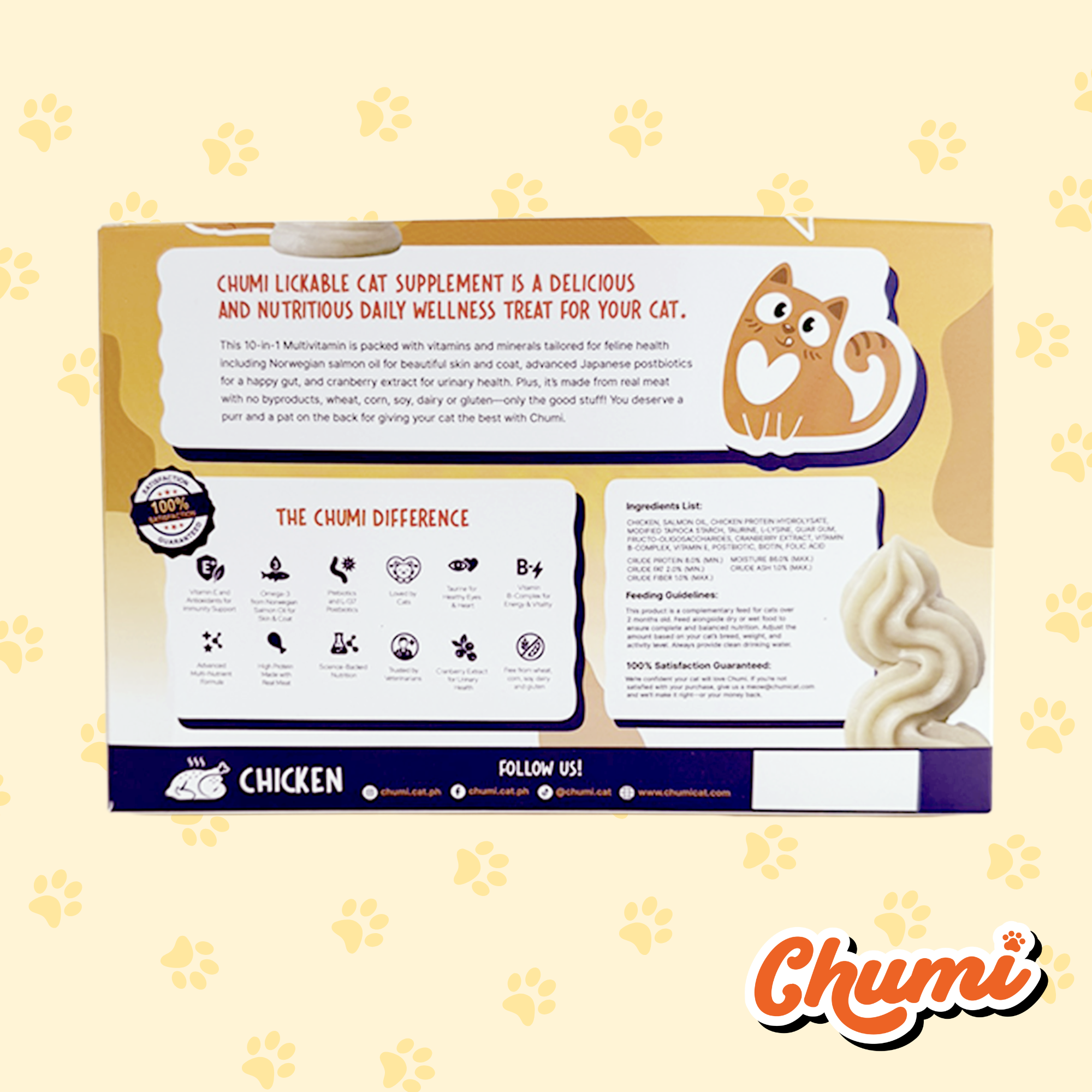 Chumi – 10-in-1 Lickable Cat Multivitamin – Chicken (30-Pack)