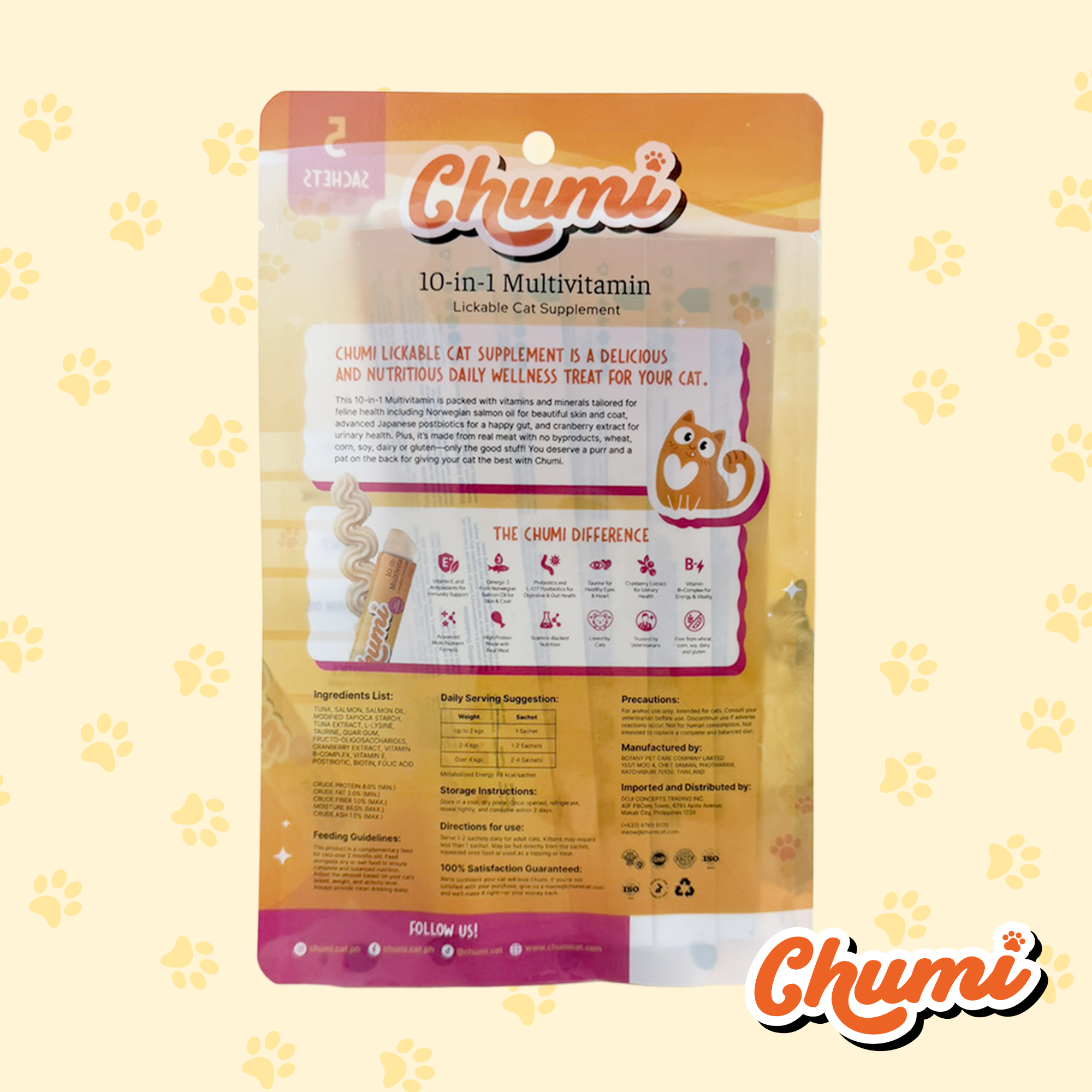 Chumi – 10-in-1 Lickable Cat Multivitamin – Tuna & Salmon (5-Pack)