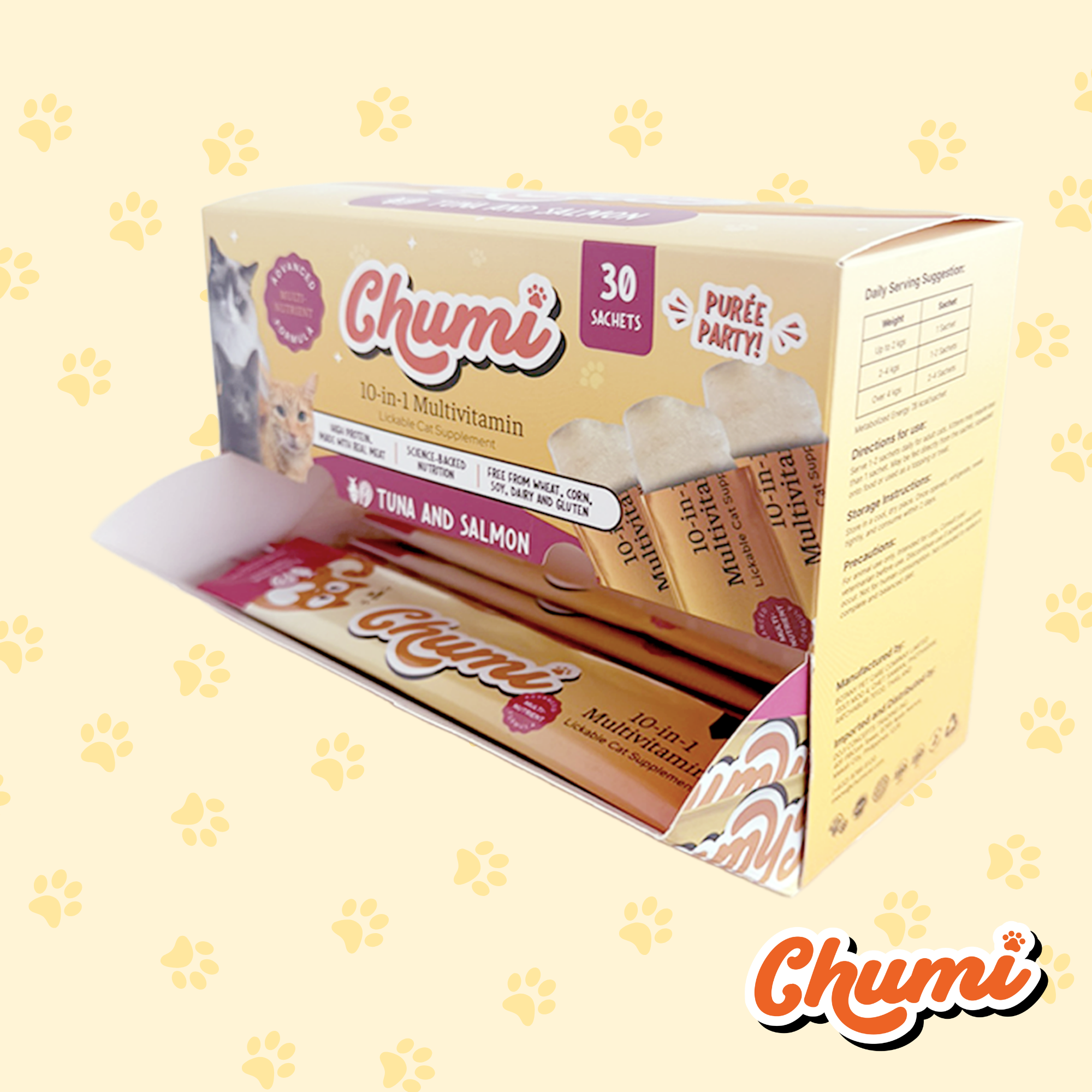 Chumi – 10-in-1 Lickable Cat Multivitamin – Tuna & Salmon (30-Pack)