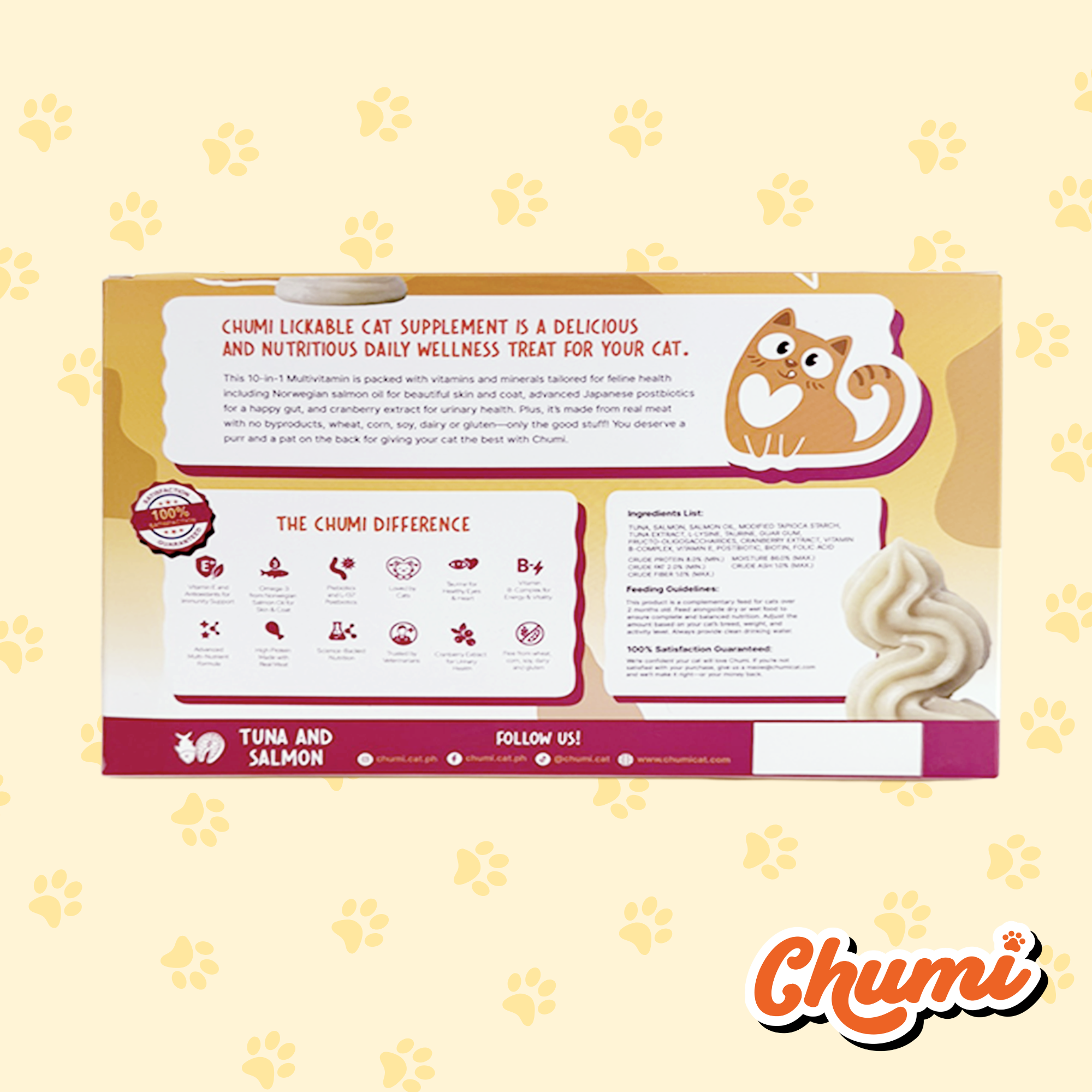 Chumi – 10-in-1 Lickable Cat Multivitamin – Tuna & Salmon (30-Pack)