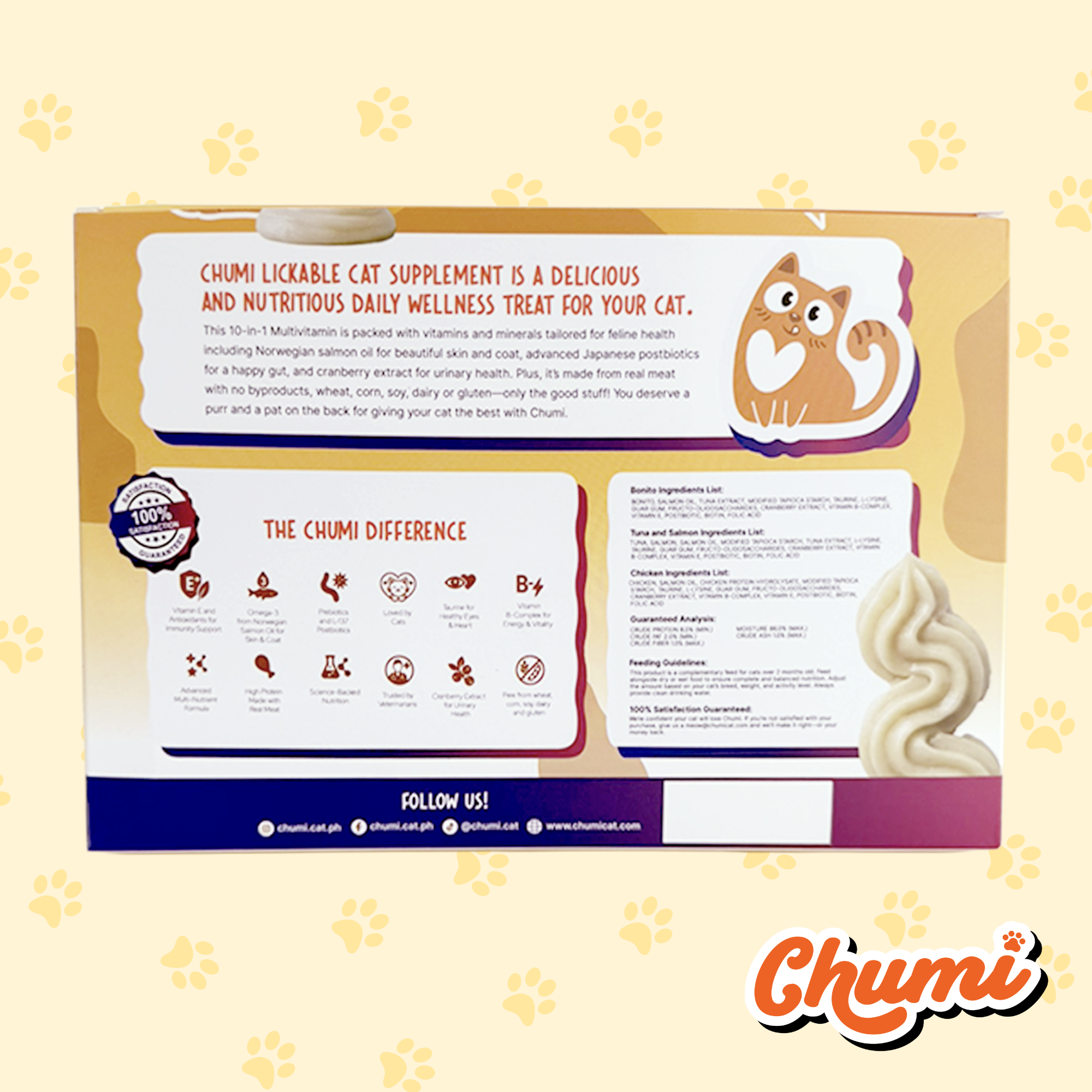 Chumi – 10-in-1 Lickable Cat Multivitamin – Variety Pack 3 Flavors (30-Pack)