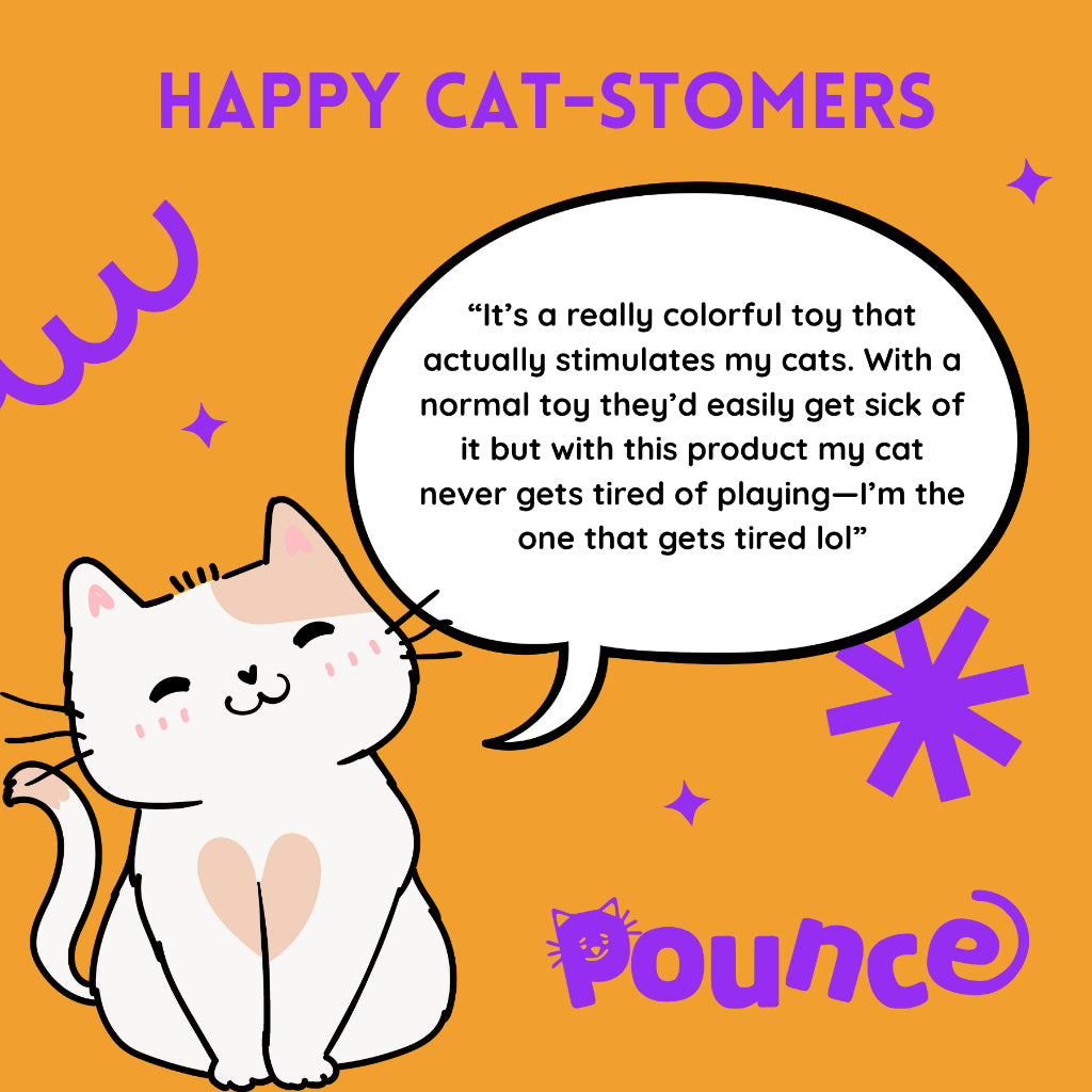 POUNCE CAT Premium Feather Teaser Wand Crinkling Durable Purple Green Cat Toy with Bell and Foil